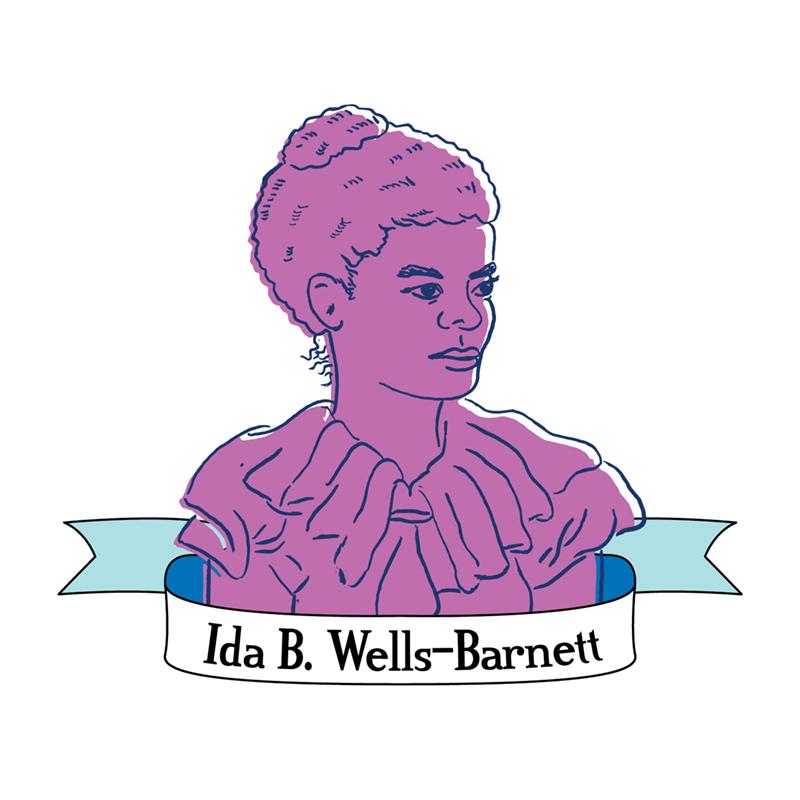Pen and ink portrait of Ida B Wells Barnett